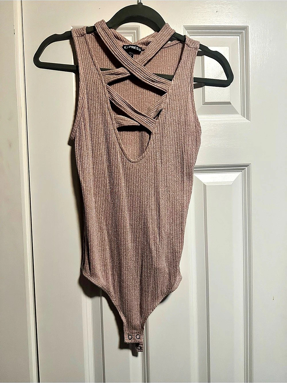 Express Ribbed Halter Bodysuit pink Size Medium Like New